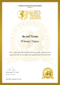 World Travel Awards Winner Certificate