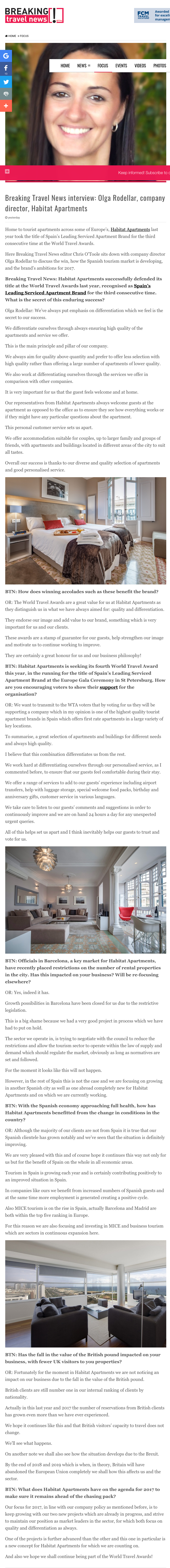 Breaking Travel News interview: Olga Rodellar, company director, Habitat Apartments
