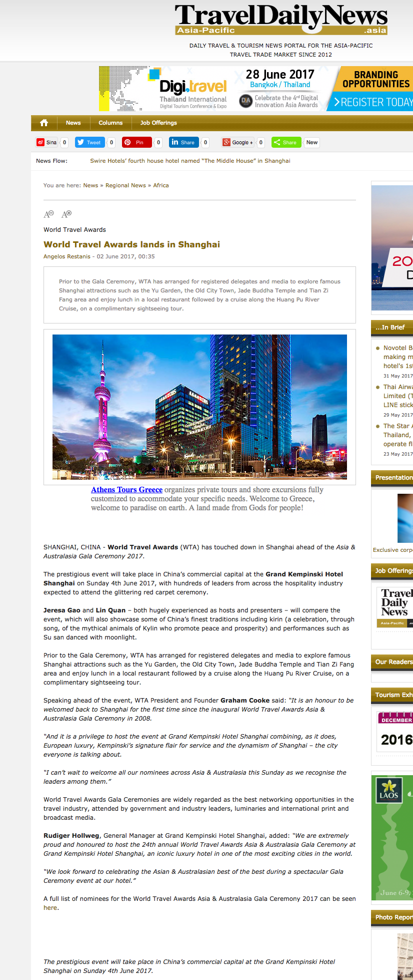 World Travel Awards lands in Shanghai