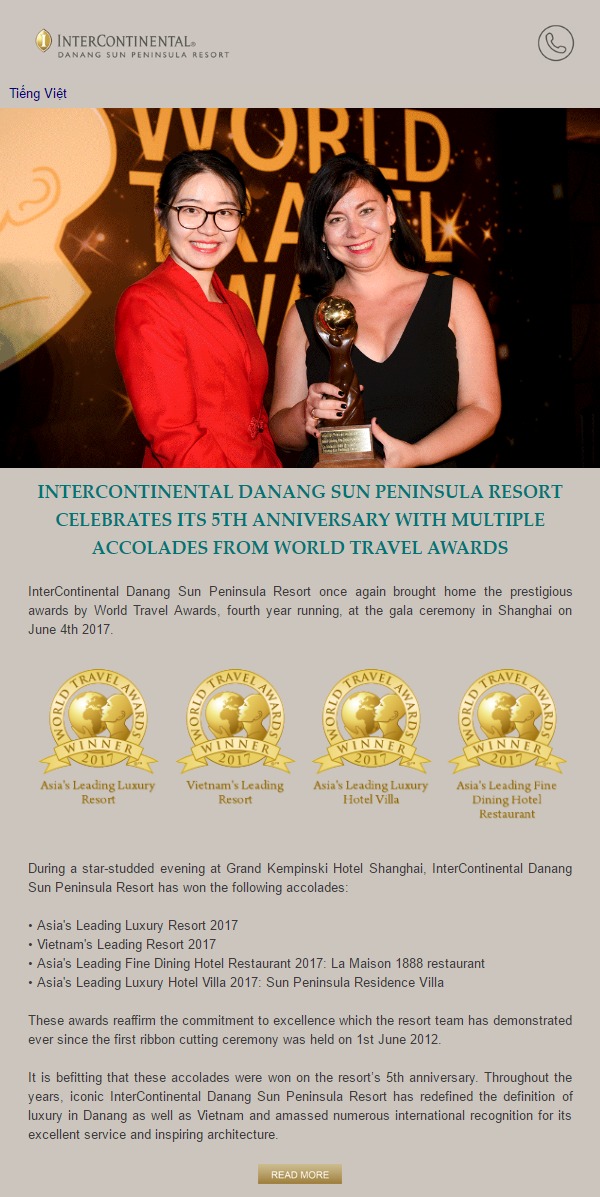 InterContinental Danang Sun Peninsula celebrates its 5th anniversary