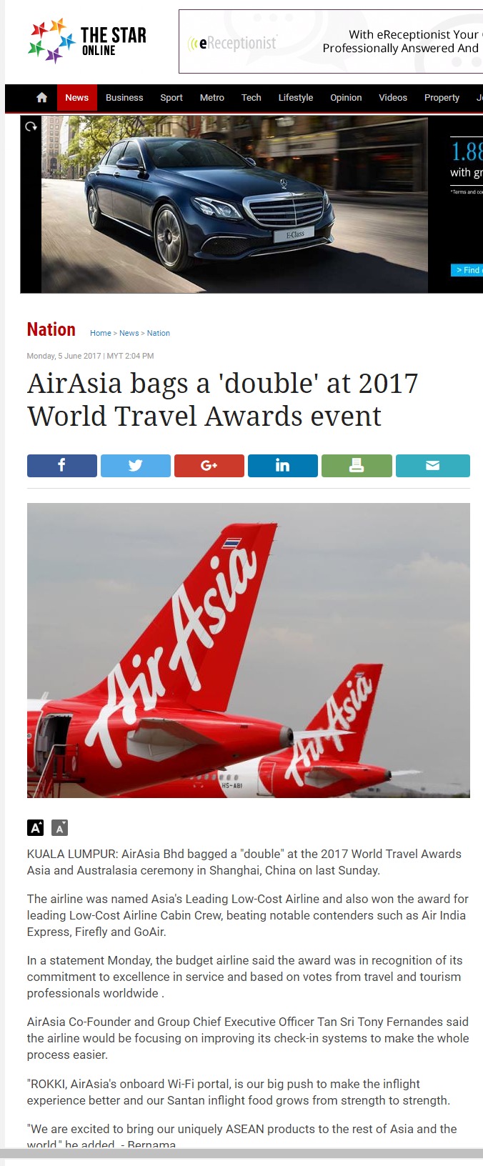 AirAsia bags a double at 2017 World Travel Awards