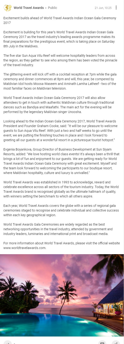 Excitement builds ahead of World Travel Awards Indian Ocean Gala Ceremony 2017