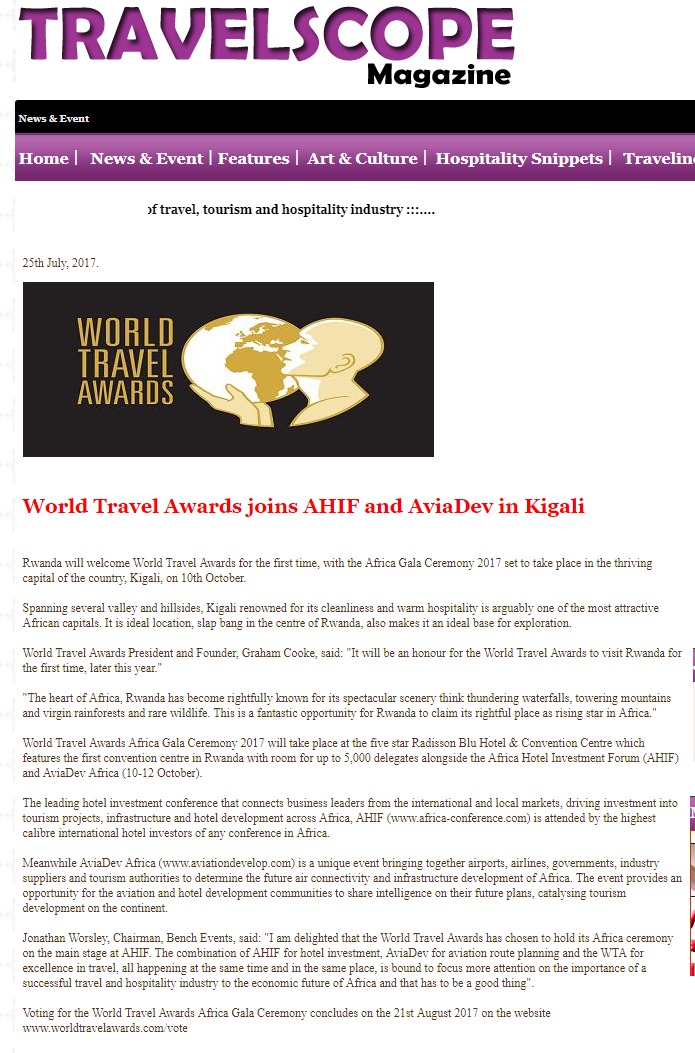 World Travel Awards joins AHIF and AviaDev in Kigali
