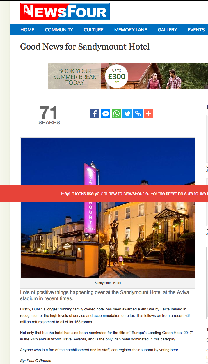 Good News for Sandymount Hotel