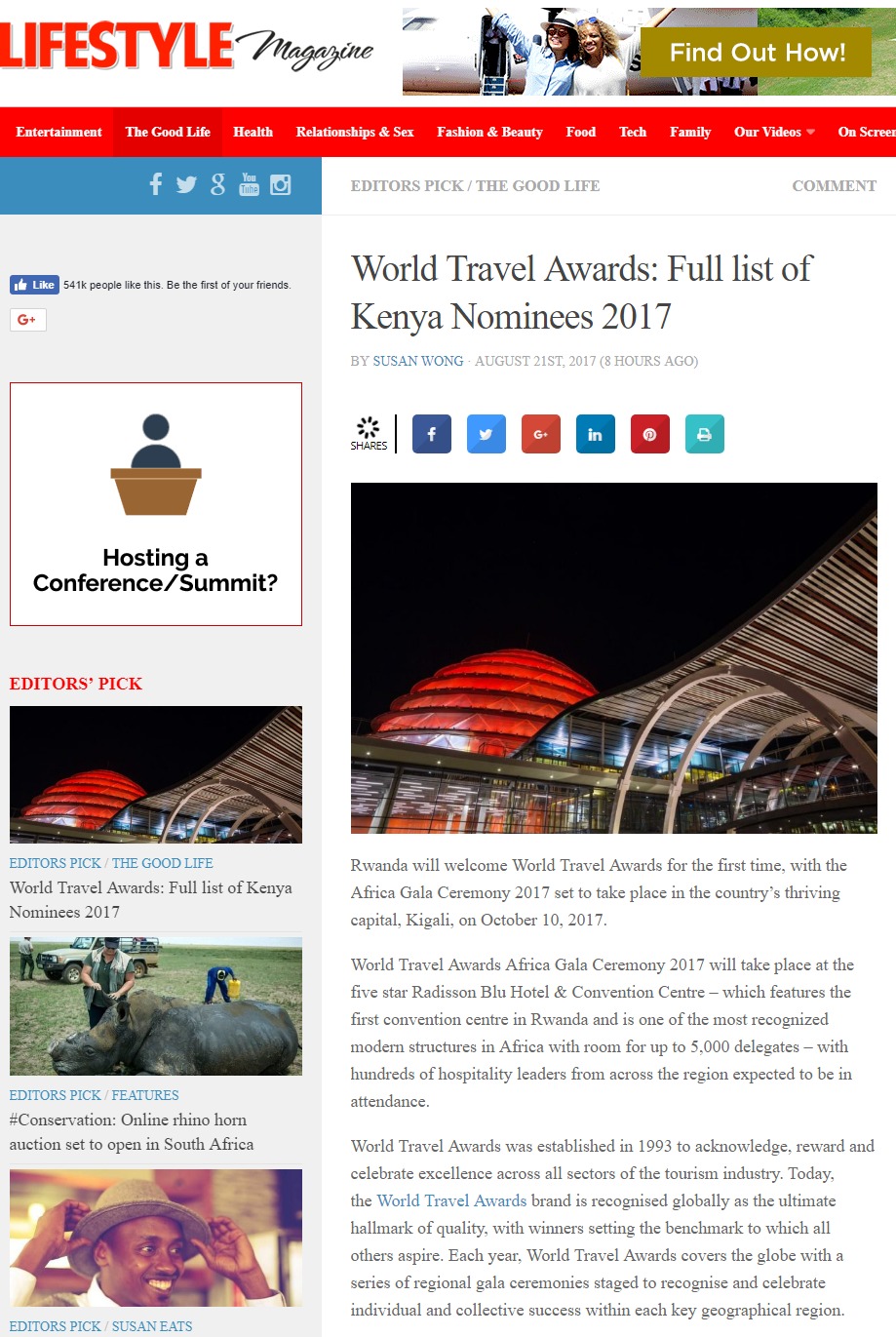 World Travel Awards: Full list of Kenya Nominees 2017