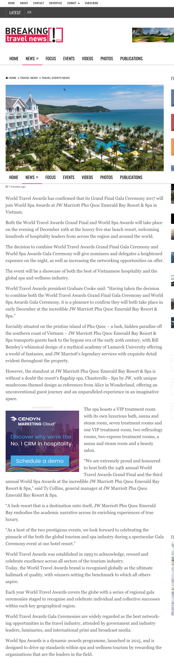 World Travel Awards to join World Spa Awards in Vietnam this December