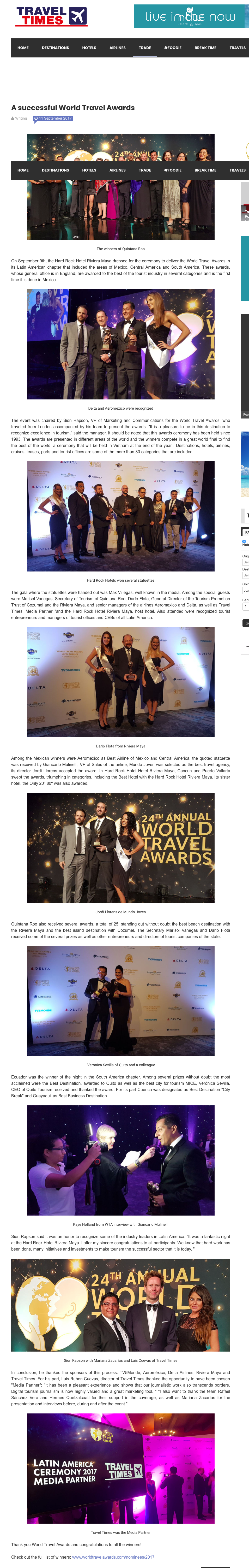 A successful World Travel Awards
