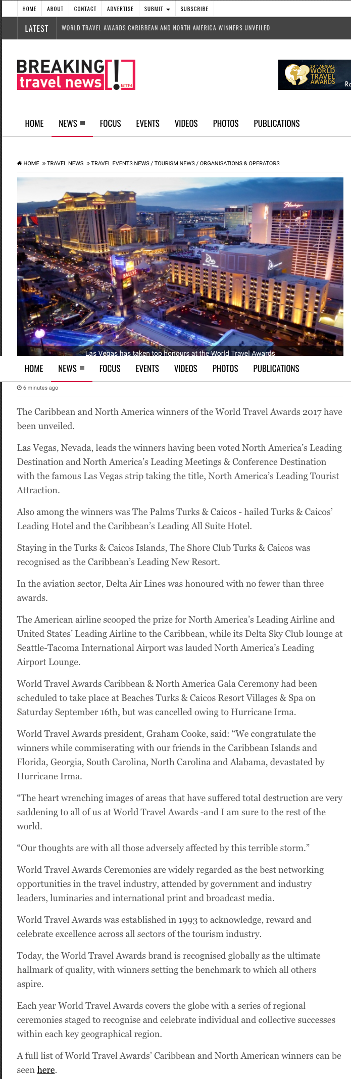 World Travel Awards Caribbean and North America winners unveiled