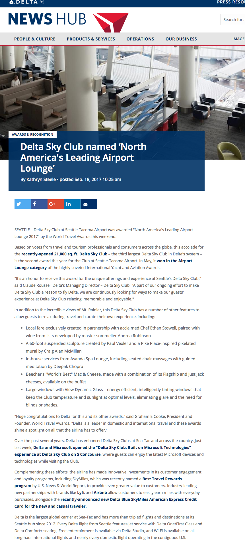 Delta Sky Club named North America