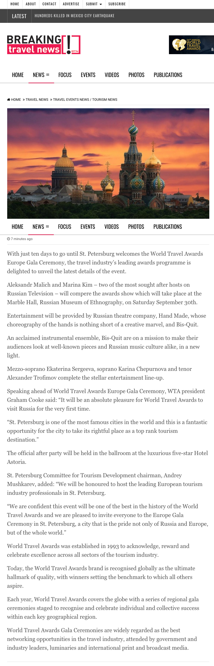St. Petersburg prepares for World Travel Awards Europe Gala Ceremony