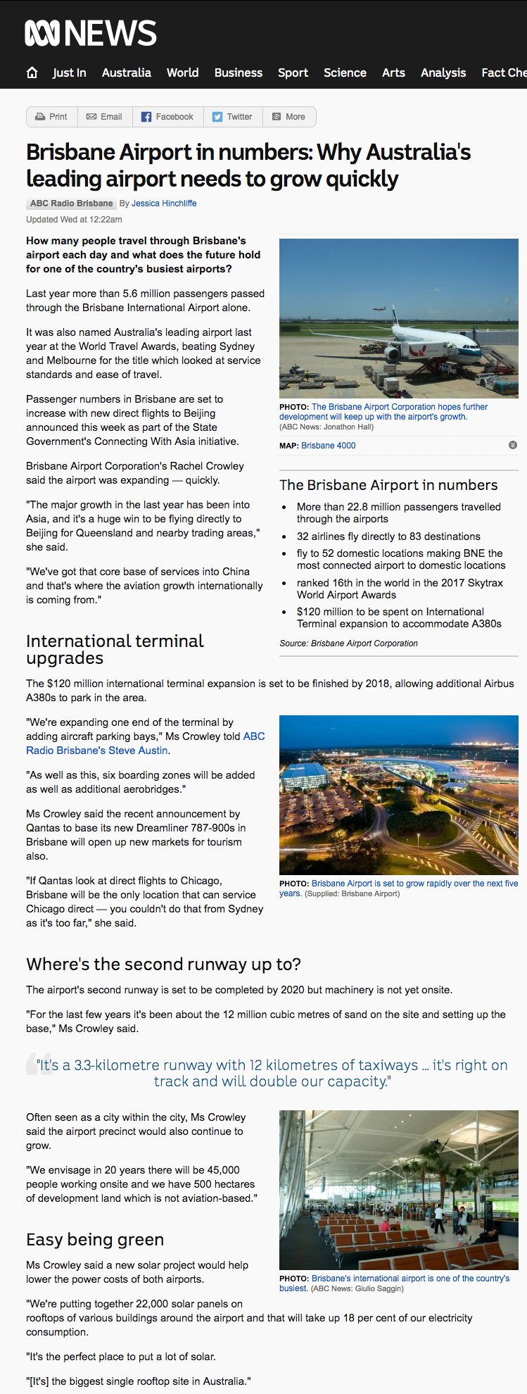 Brisbane Airport in numbers