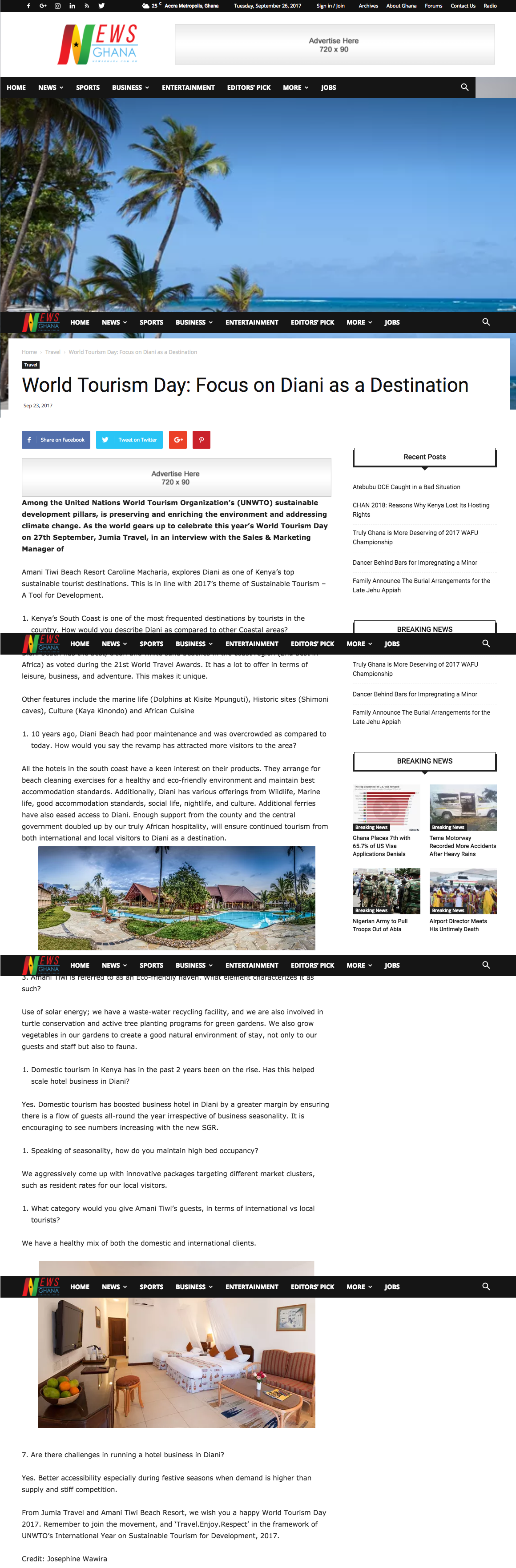 World Tourism Day: Focus on Diani as a Destination