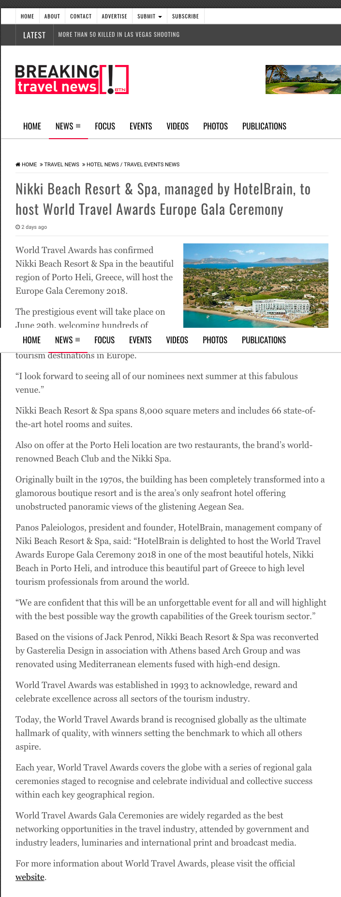 Nikki Beach Resort & Spa, managed by HotelBrain, to host World Travel Awards Europe Gala Ceremony  2 days ago