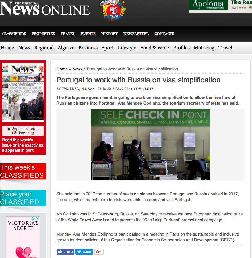Portugal to work with Russia on visa simplification