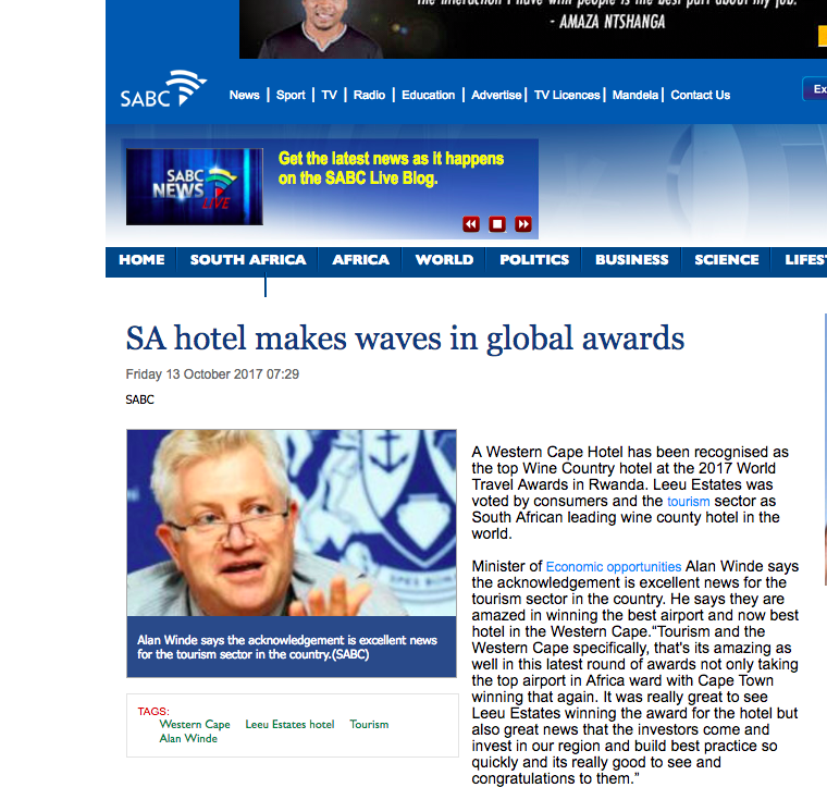 SA hotel makes waves in global awards