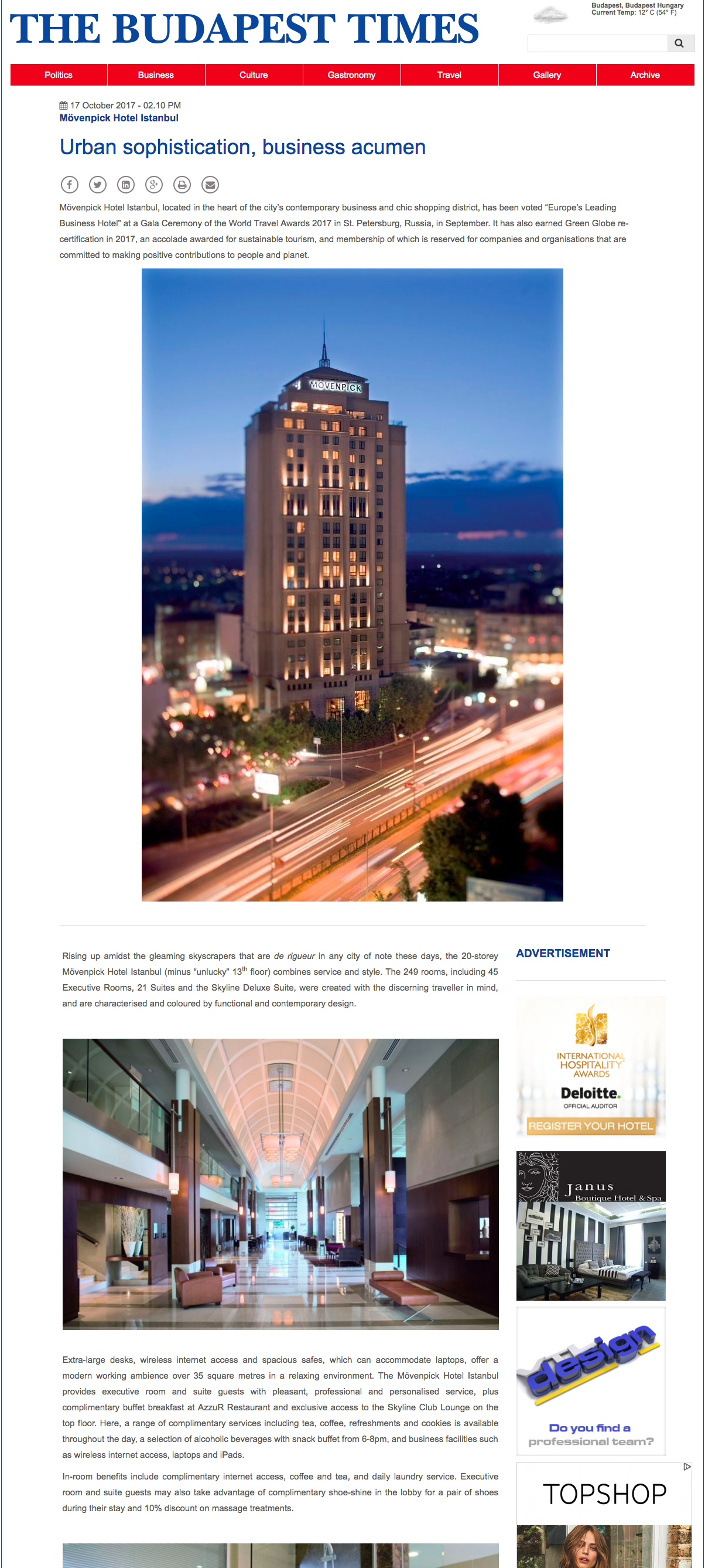 Mövenpick Hotel Istanbul  Urban sophistication, business acumen