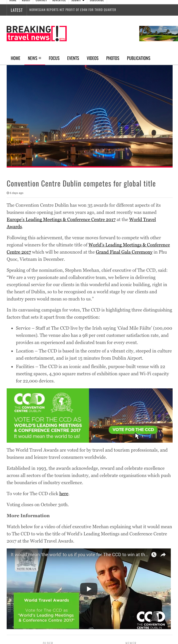 Convention Centre Dublin competes for global title