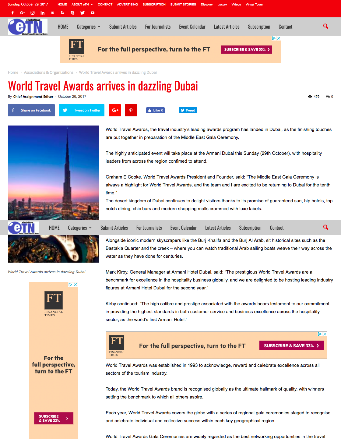 World Travel Awards arrives in dazzling Dubai