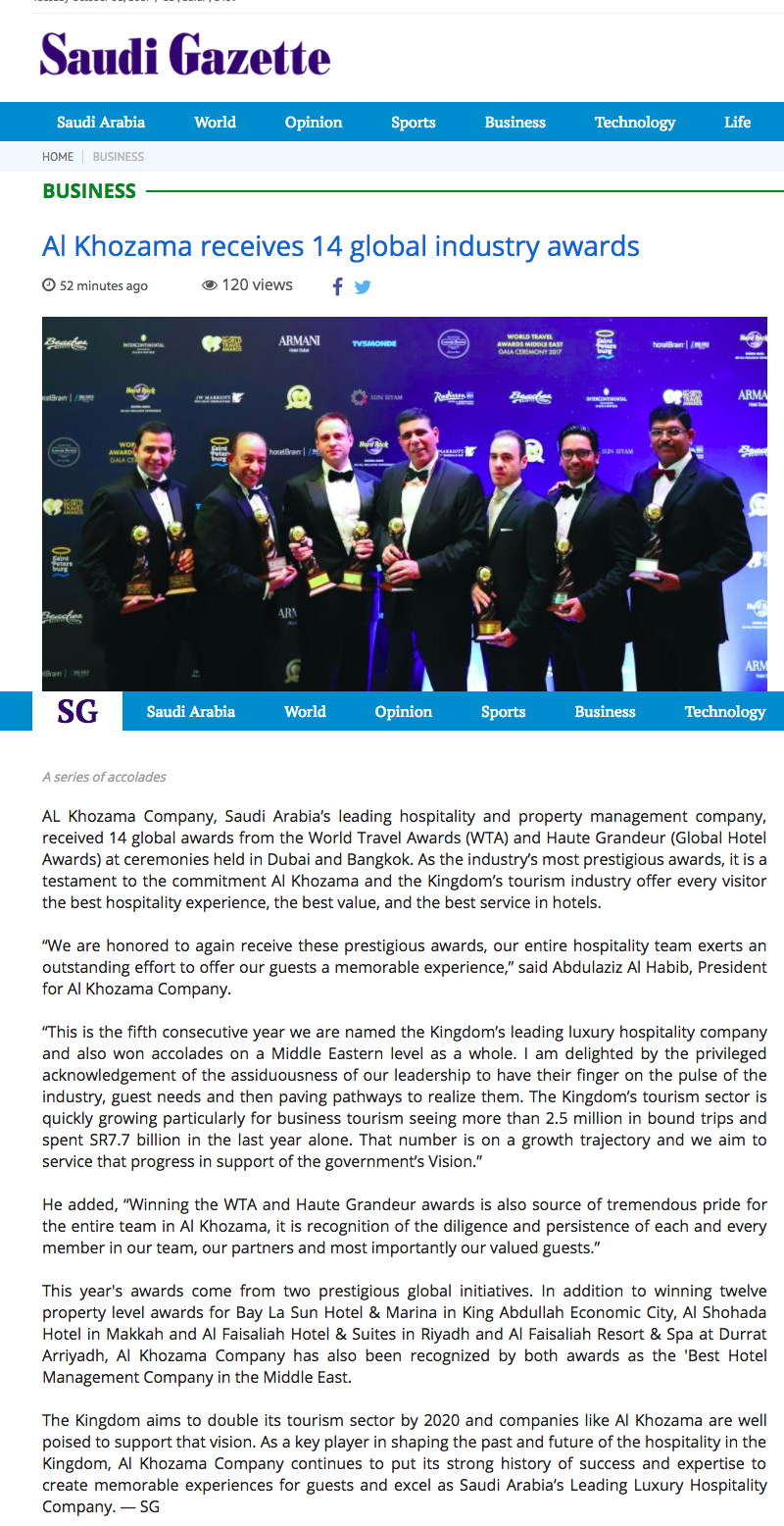 Al Khozama receives 14 global industry awards