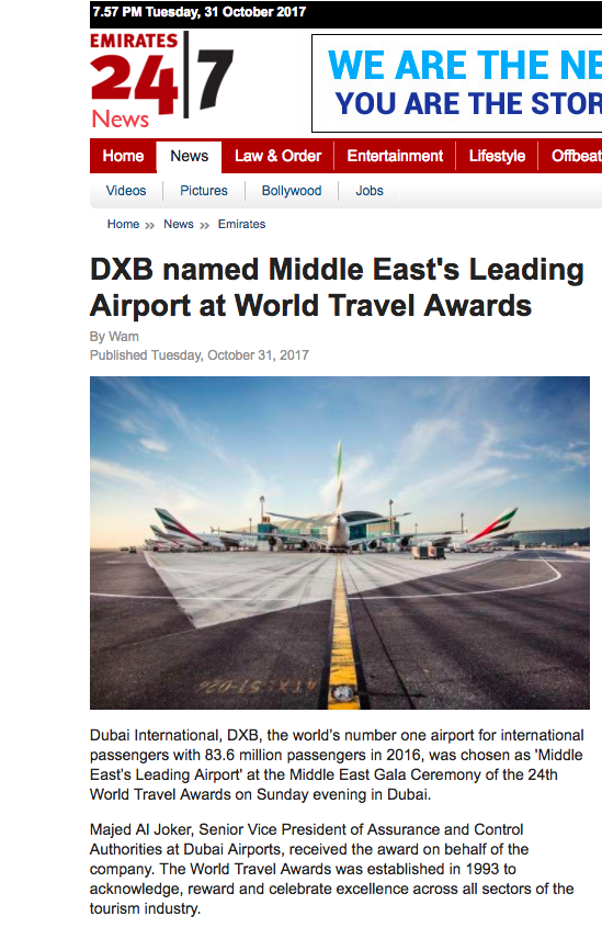 DXB named Middle East
