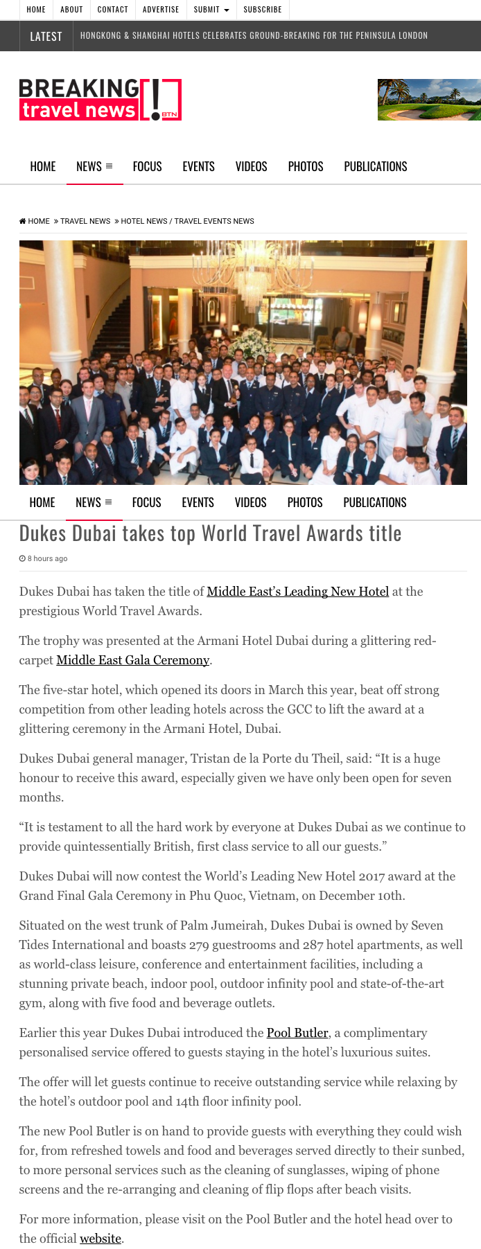 Dukes Dubai takes top World Travel Awards title