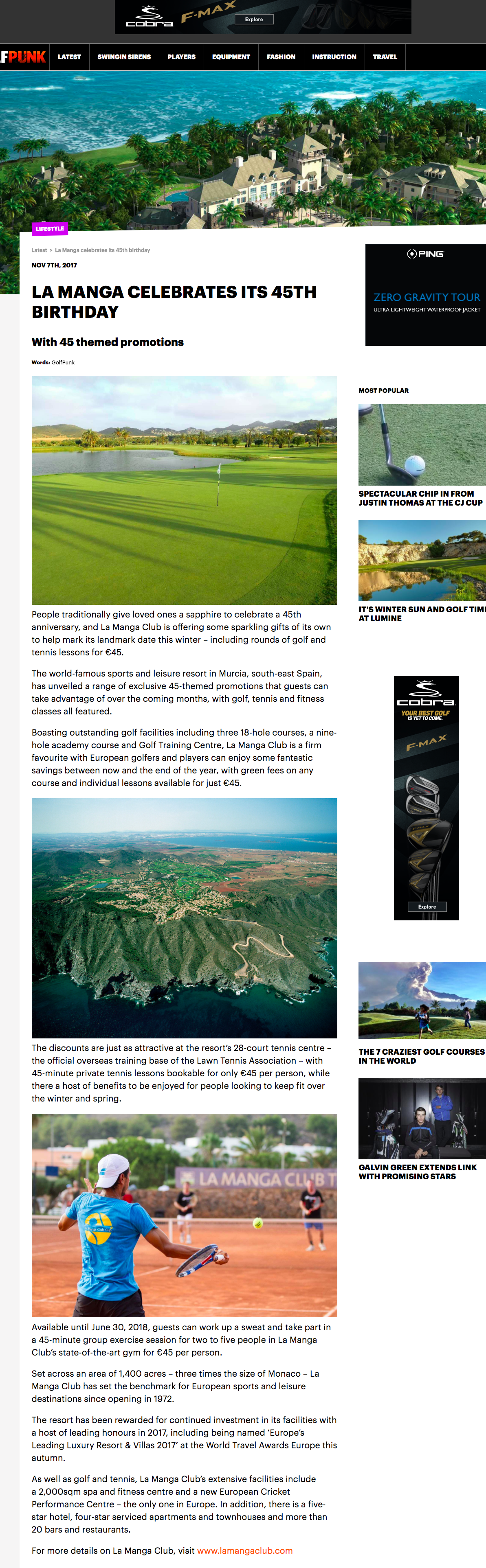 La Manga celebrates its 45th birthday