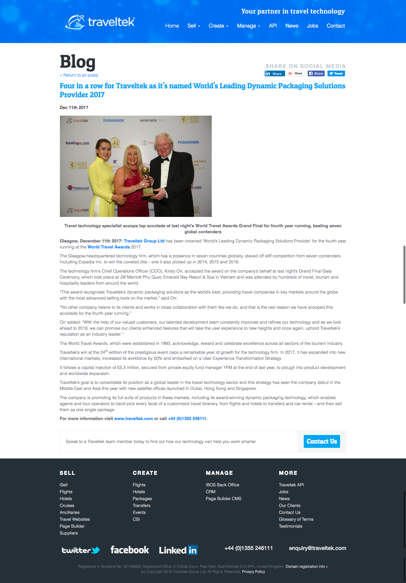 Four in a row for Traveltek 