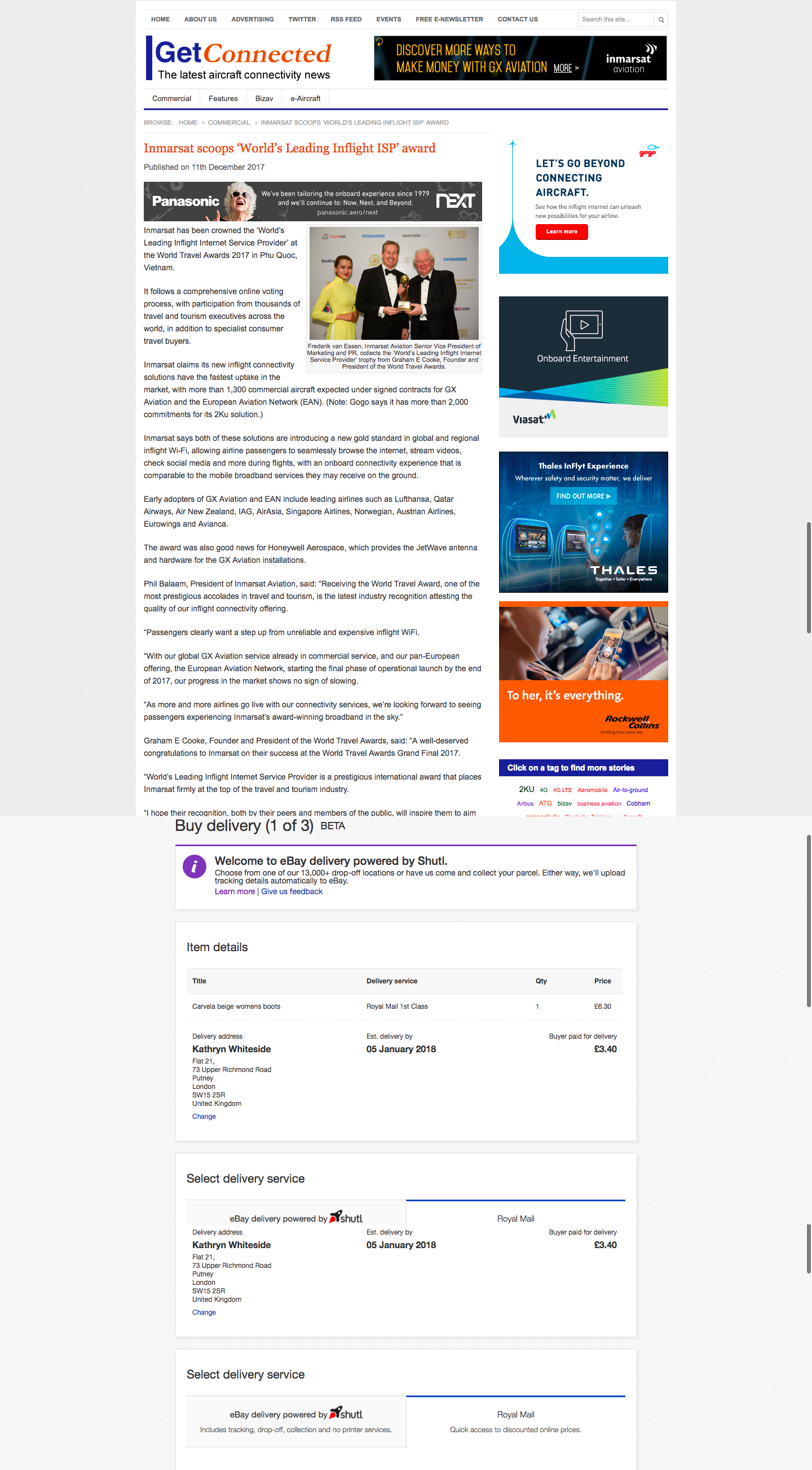 Inmarsat scoops ‘World’s Leading Inflight ISP’ award