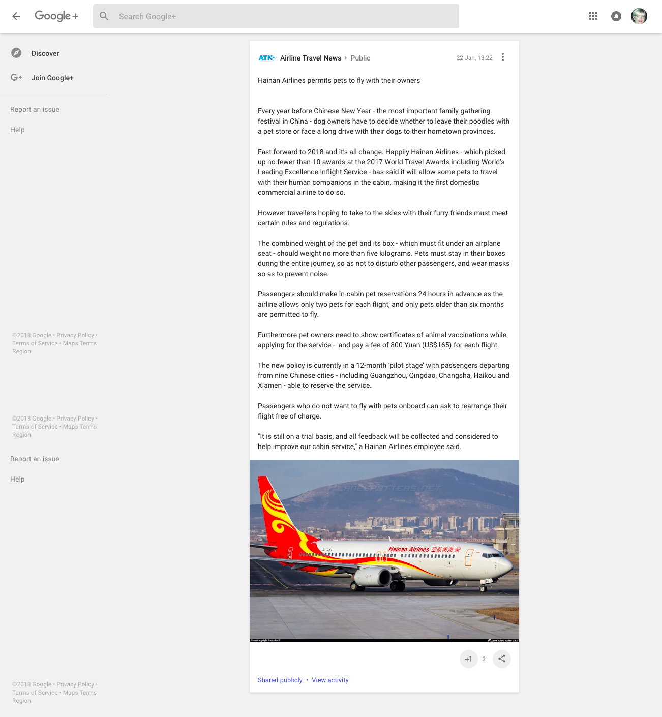 Hainan Airlines permits pets to fly with their owners