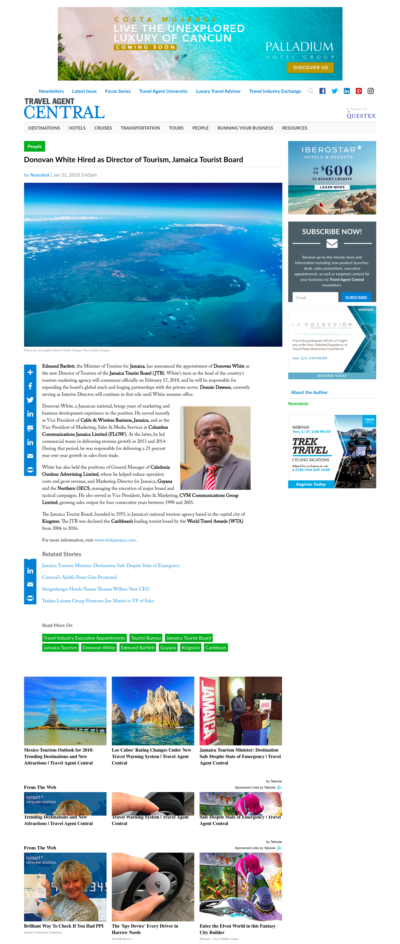 Donovan White Hired as Director of Tourism, Jamaica Tourist Board