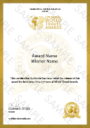 World Travel Awards Winner Certificate